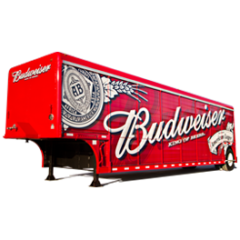 large red budweiser trailer