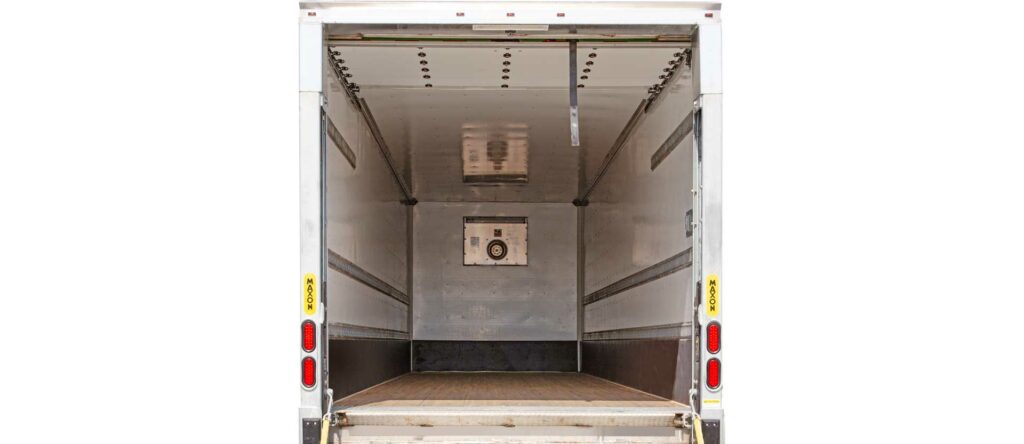 back of trailer, open