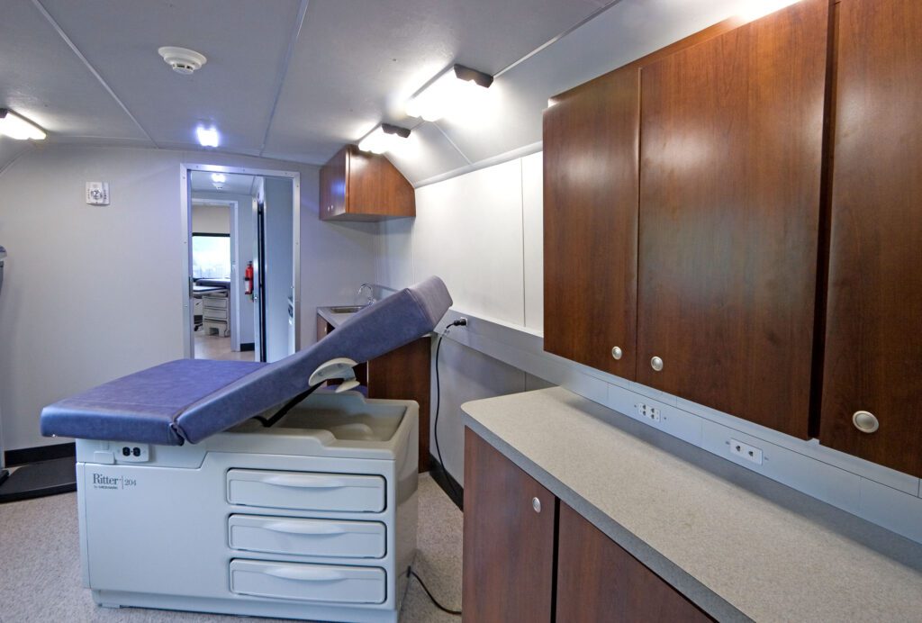 exam room with blue chair