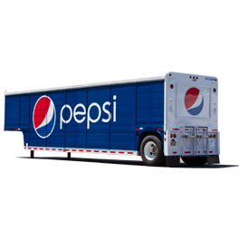 large blue trailer branded with pepsi logo