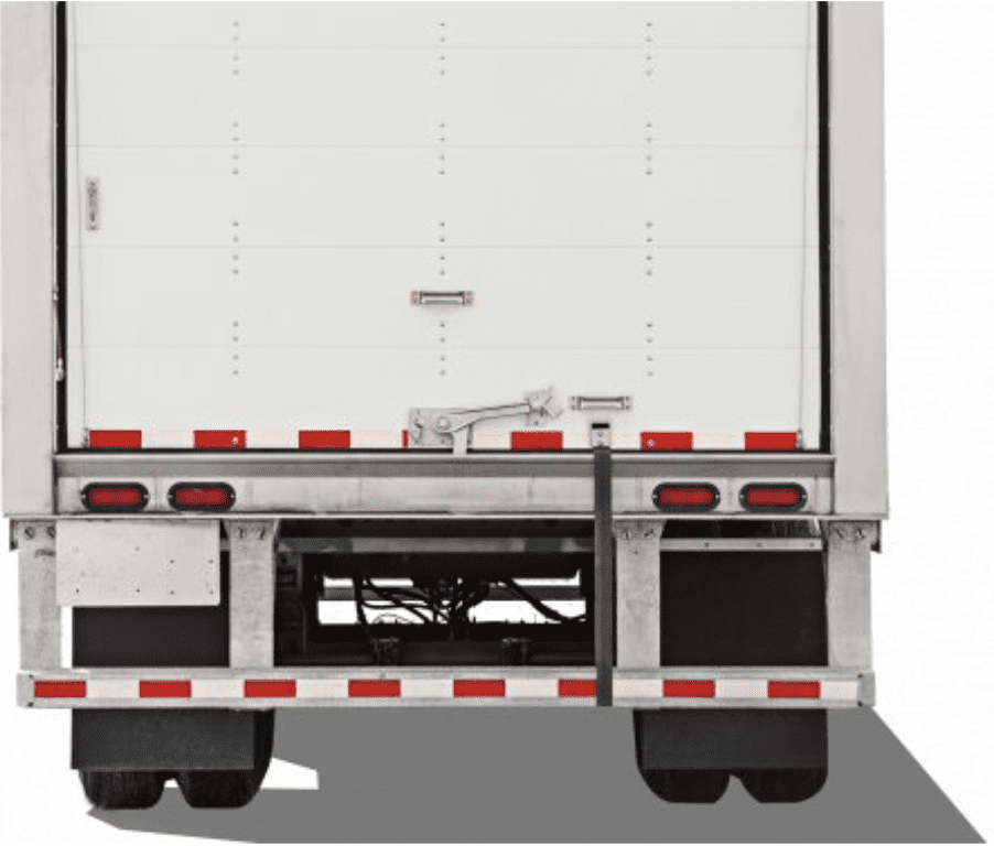 back of a white trailer, product shot