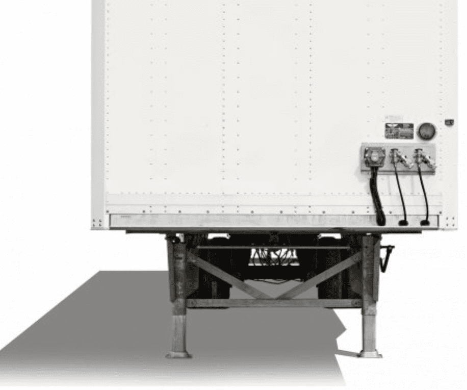 recessed front of white trailer